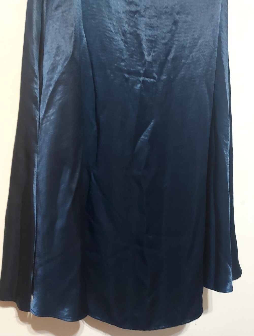 Abercrombie & Fitch Strapless Navy Satin Maxi Gown Sz-L - Picture 4 of 9